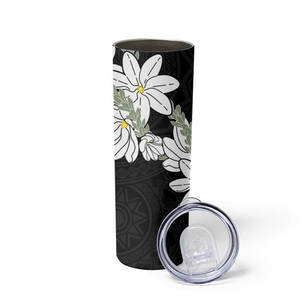 Ia Orana Tahiti Tiare Skinny Tumbler Black Lei LT7 - Polynesian Pride