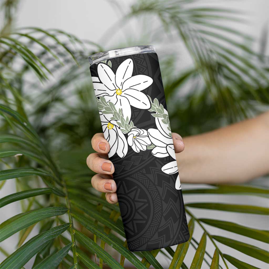 Ia Orana Tahiti Tiare Skinny Tumbler Black Lei LT7 - Polynesian Pride