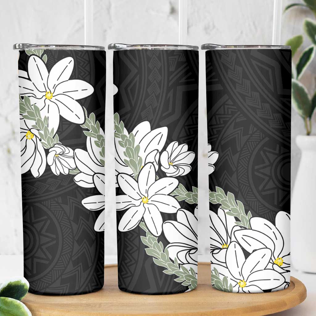 Ia Orana Tahiti Tiare Skinny Tumbler Black Lei LT7 - Polynesian Pride