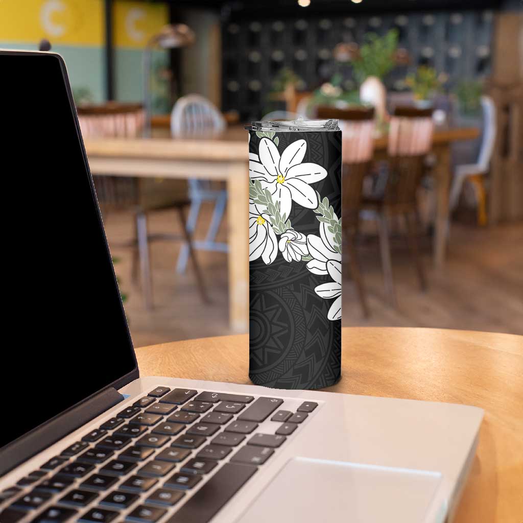 Ia Orana Tahiti Tiare Skinny Tumbler Black Lei LT7 - Polynesian Pride
