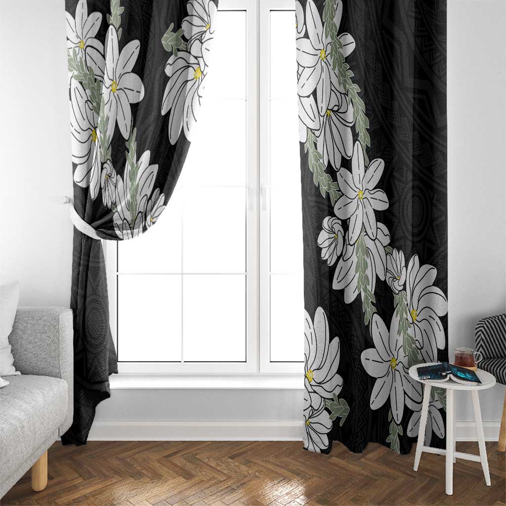 Ia Orana Tahiti Tiare Window Curtain Black Lei - Polynesian Pride