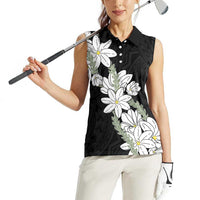 Ia Orana Tahiti Tiare Women Sleeveless Polo Shirt Black Lei LT7 - Polynesian Pride