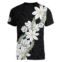 Ia Orana Tahiti Tiare Women V-Neck T-Shirt Black Lei LT7 - Polynesian Pride