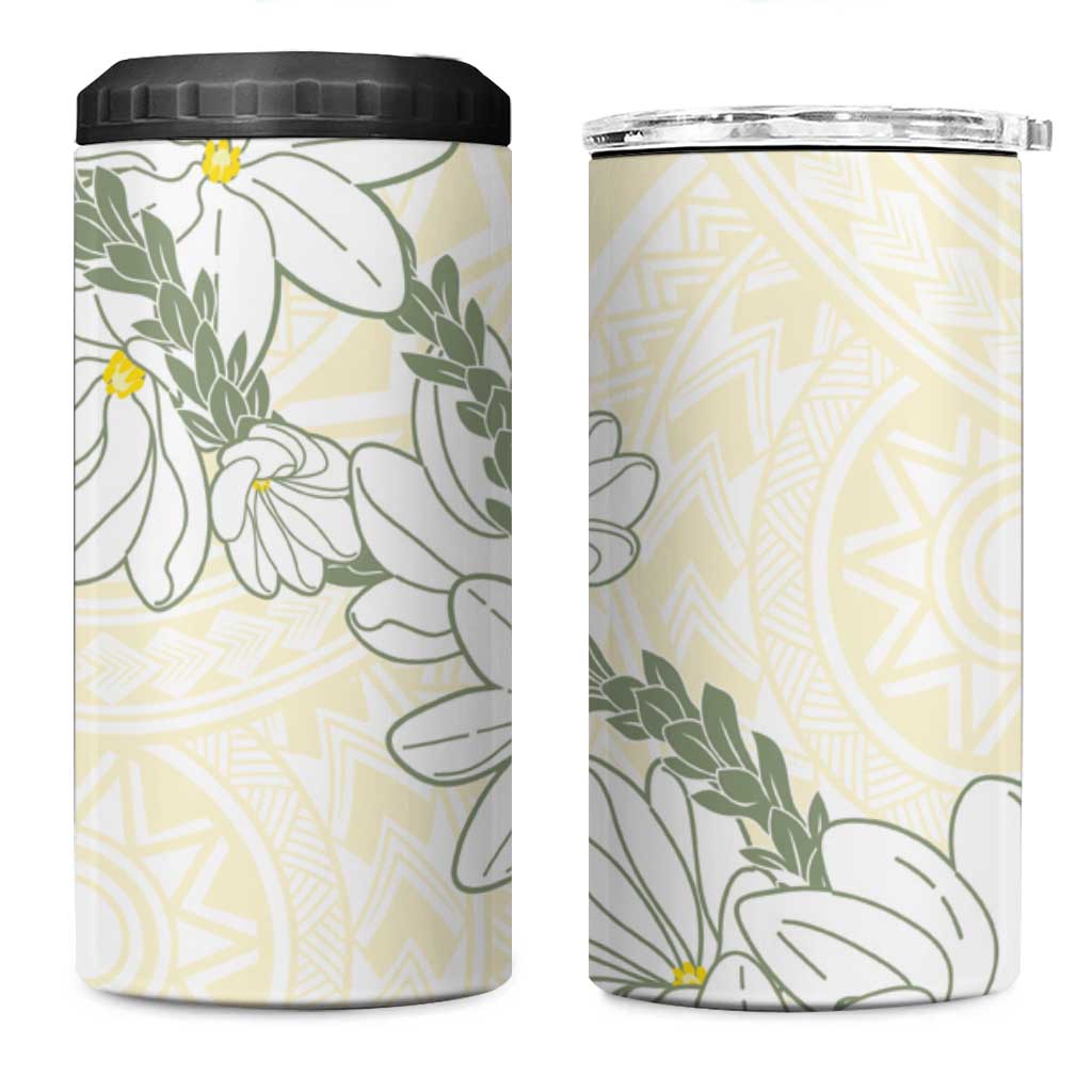 Ia Orana Tahiti Tiare 4 in 1 Can Cooler Tumbler Lemon Yellow Lei LT7 One Size: 16 oz Lemon - Polynesian Pride