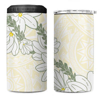 Ia Orana Tahiti Tiare 4 in 1 Can Cooler Tumbler Lemon Yellow Lei LT7 One Size: 16 oz Lemon - Polynesian Pride