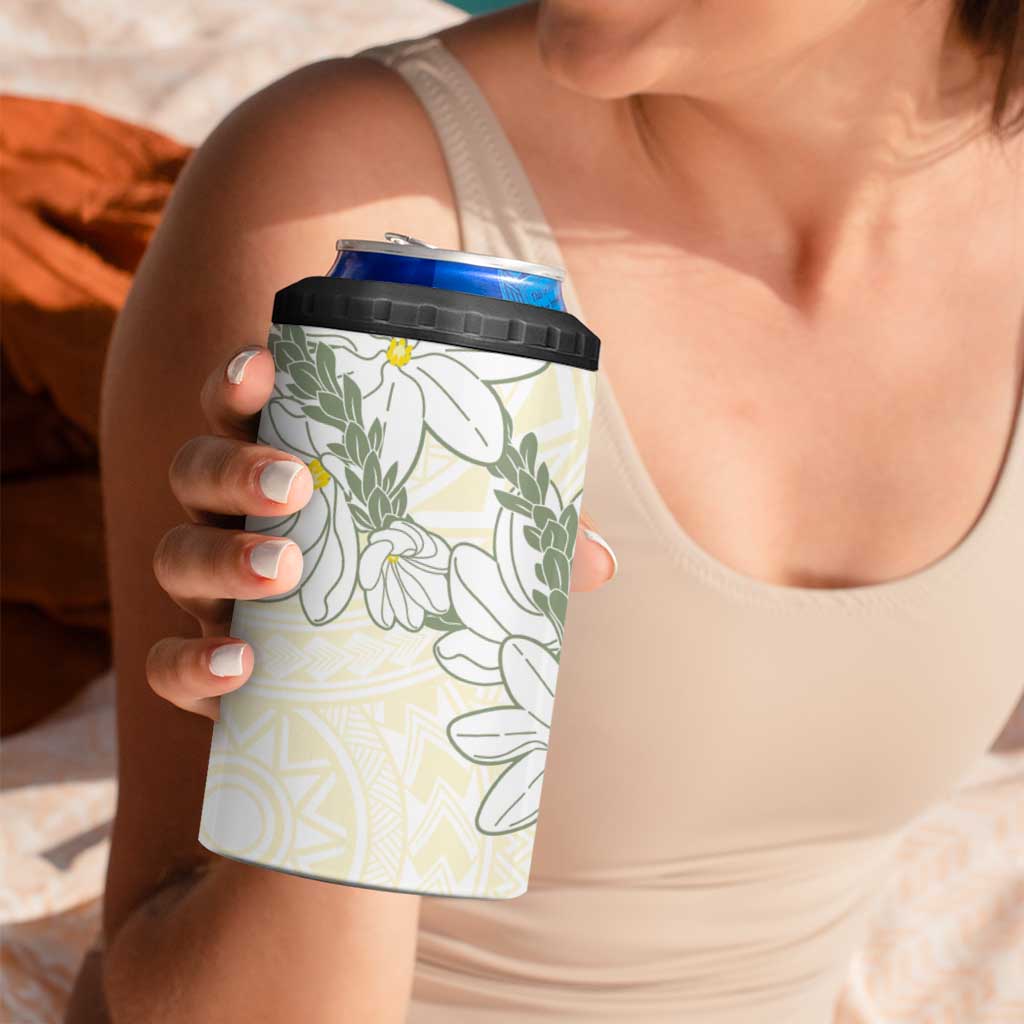 Ia Orana Tahiti Tiare 4 in 1 Can Cooler Tumbler Lemon Yellow Lei LT7 - Polynesian Pride