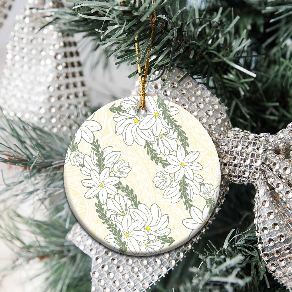 Ia Orana Tahiti Tiare Ceramic Ornament Lemon Yellow Lei - Polynesian Pride