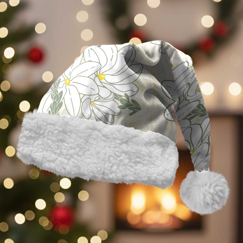 Ia Orana Tahiti Tiare Christmas Santa Hat Lemon Yellow Lei LT7 With Fur Lemon - Polynesian Pride