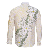 Ia Orana Tahiti Tiare Family Matching Long Sleeve Bodycon Dress and Hawaiian Shirt Lemon Yellow Lei LT7 - Polynesian Pride