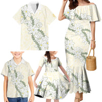 Ia Orana Tahiti Tiare Family Matching Mermaid Dress and Hawaiian Shirt Lemon Yellow Lei LT7 - Polynesian Pride