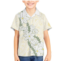 Ia Orana Tahiti Tiare Family Matching Mermaid Dress and Hawaiian Shirt Lemon Yellow Lei LT7 Son's Shirt Lemon - Polynesian Pride