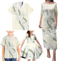 Ia Orana Tahiti Tiare Family Matching Puletasi and Hawaiian Shirt Lemon Yellow Lei LT7 - Polynesian Pride