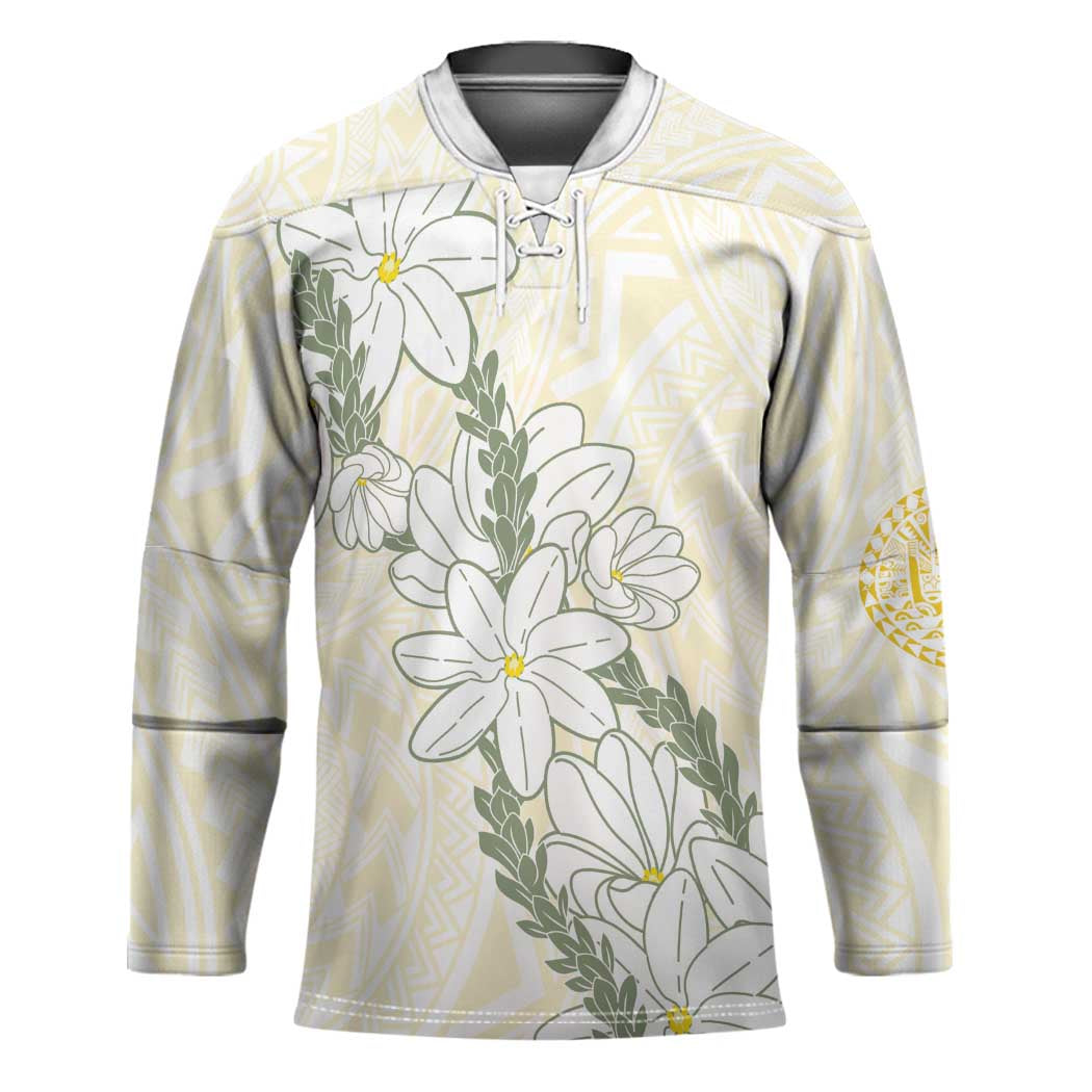 Ia Orana Tahiti Tiare Hockey Jersey Lemon Yellow Lei - Polynesian Pride