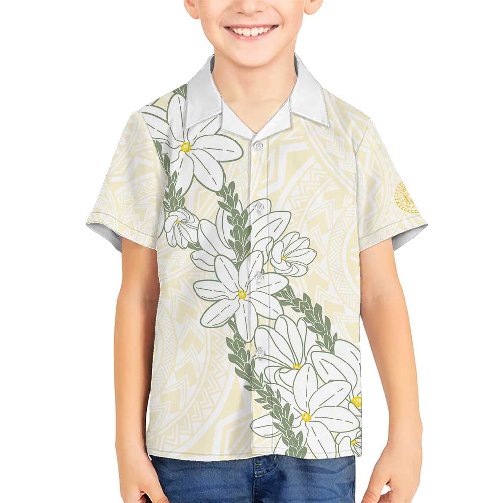 Ia Orana Tahiti Tiare Kid Hawaiian Shirt Lemon Yellow Lei LT7 Kid Lemon - Polynesian Pride