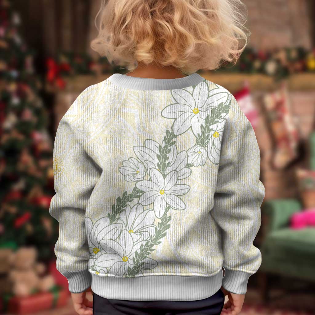 Ia Orana Tahiti Tiare Kid Ugly Christmas Sweater Lemon Yellow Lei LT7 - Polynesian Pride