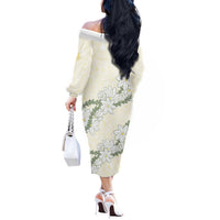 Ia Orana Tahiti Tiare Off The Shoulder Long Sleeve Dress Lemon Yellow Lei LT7 - Polynesian Pride