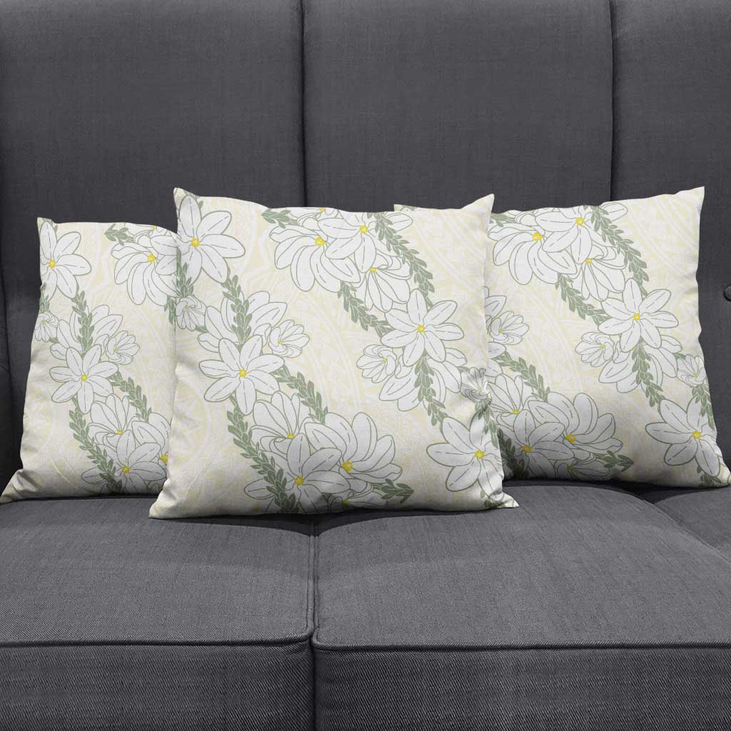 Ia Orana Tahiti Tiare Pillow Cover Lemon Yellow Lei - Polynesian Pride