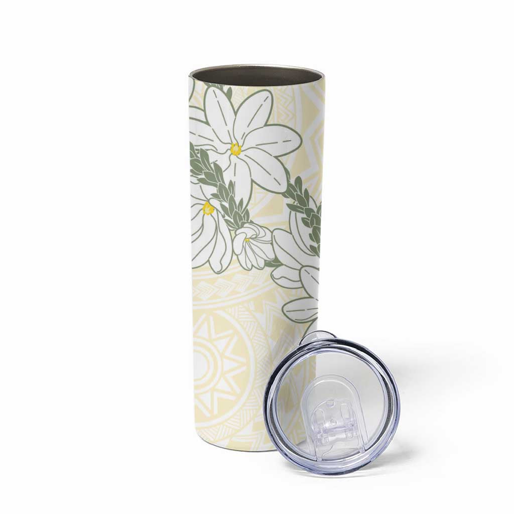 Ia Orana Tahiti Tiare Skinny Tumbler Lemon Yellow Lei LT7 - Polynesian Pride