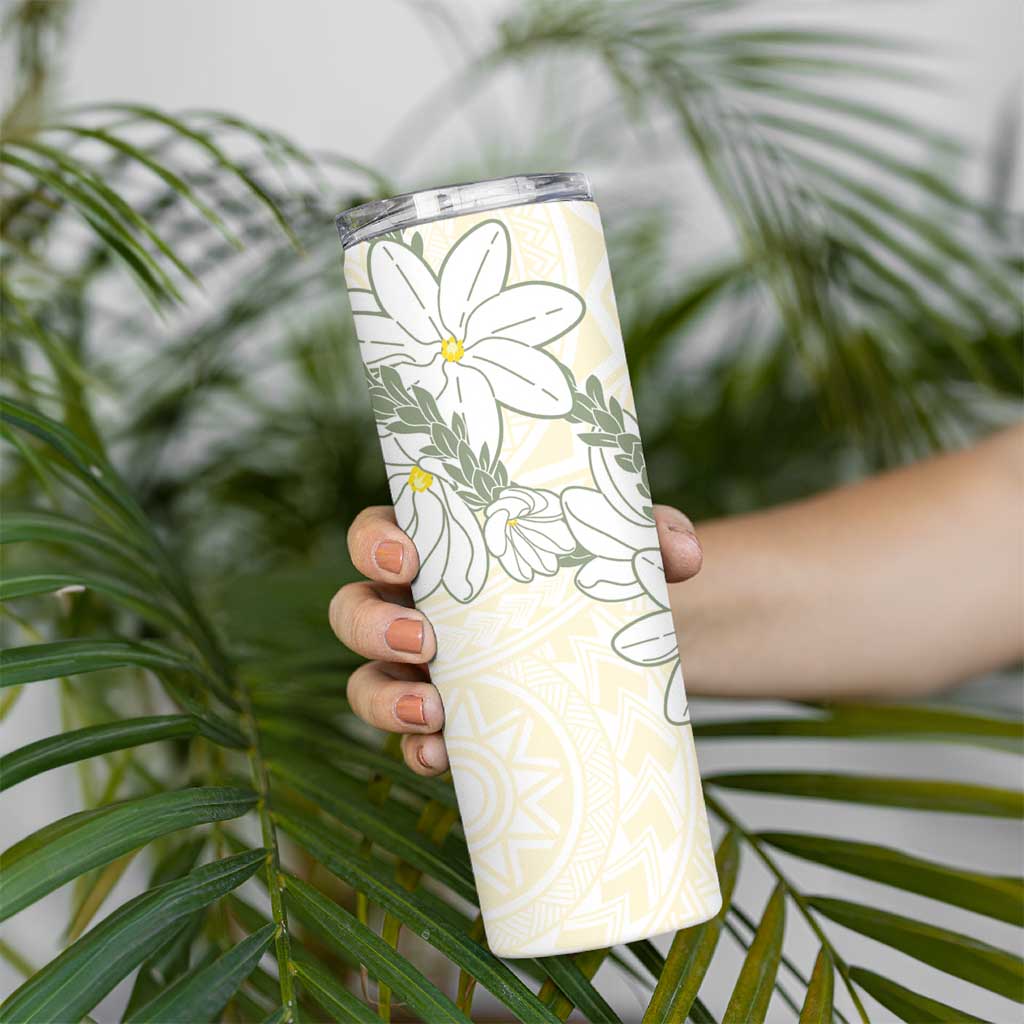 Ia Orana Tahiti Tiare Skinny Tumbler Lemon Yellow Lei LT7 - Polynesian Pride