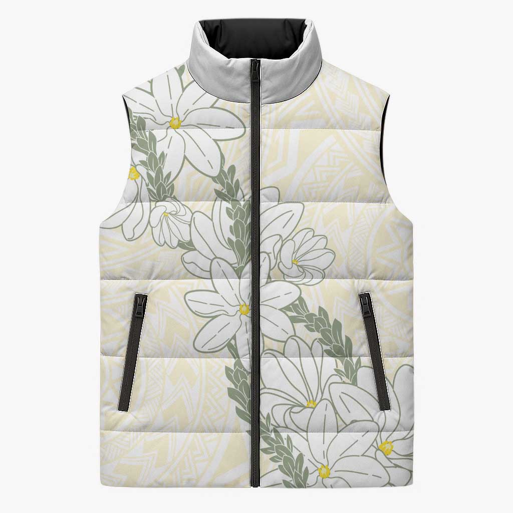 Ia Orana Tahiti Tiare Sleeveless Puffer Jacket Lemon Yellow Lei LT7 Unisex Lemon - Polynesian Pride