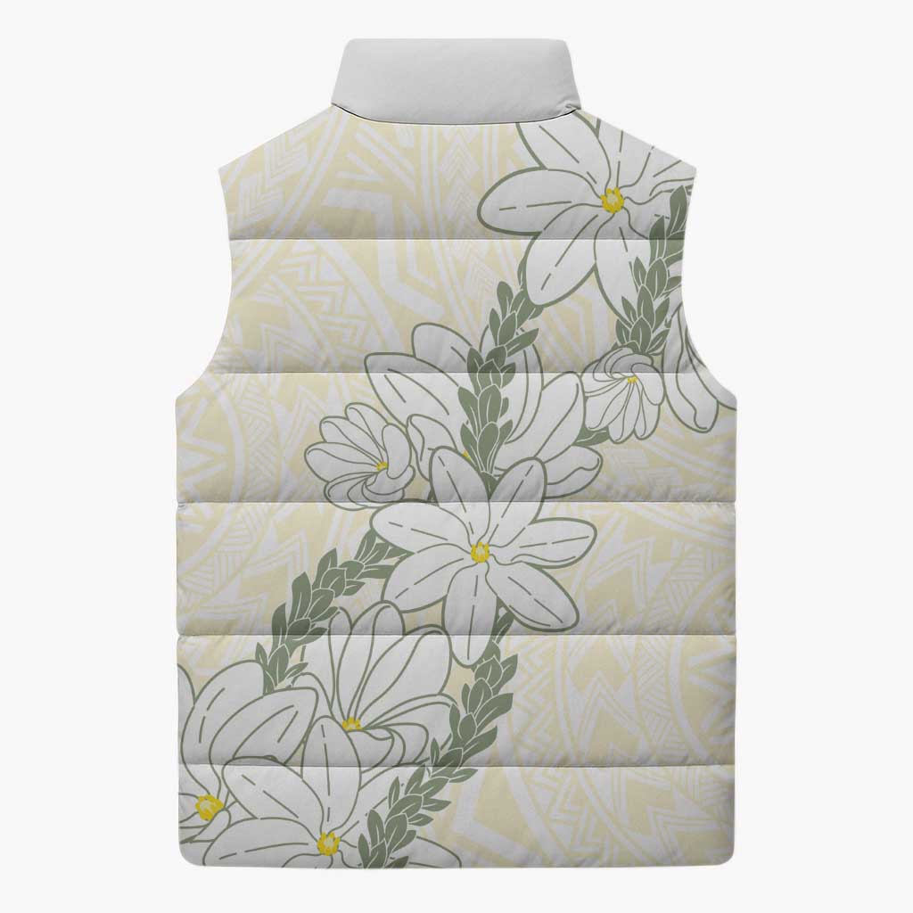 Ia Orana Tahiti Tiare Sleeveless Puffer Jacket Lemon Yellow Lei LT7 - Polynesian Pride