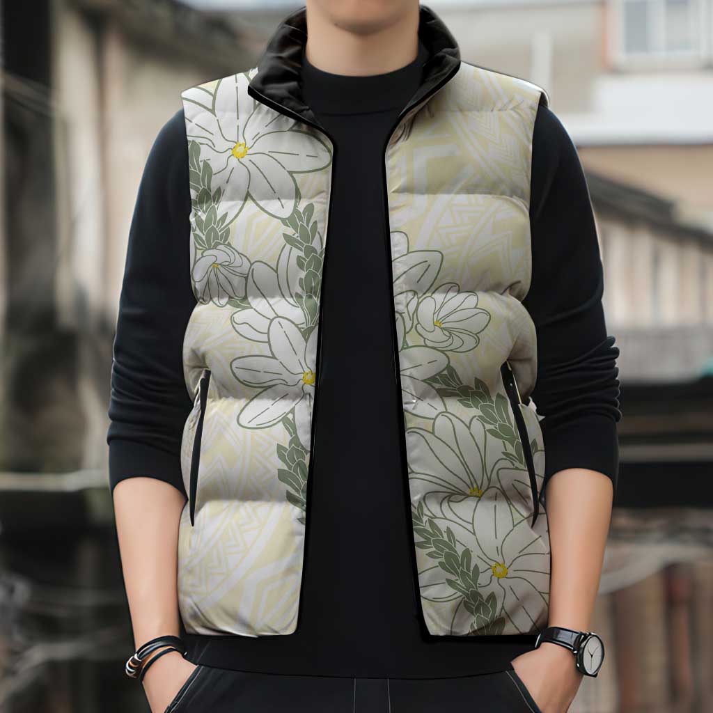Ia Orana Tahiti Tiare Sleeveless Puffer Jacket Lemon Yellow Lei LT7 - Polynesian Pride