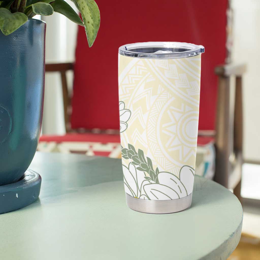 Ia Orana Tahiti Tiare Tumbler Cup Lemon Yellow Lei - Polynesian Pride