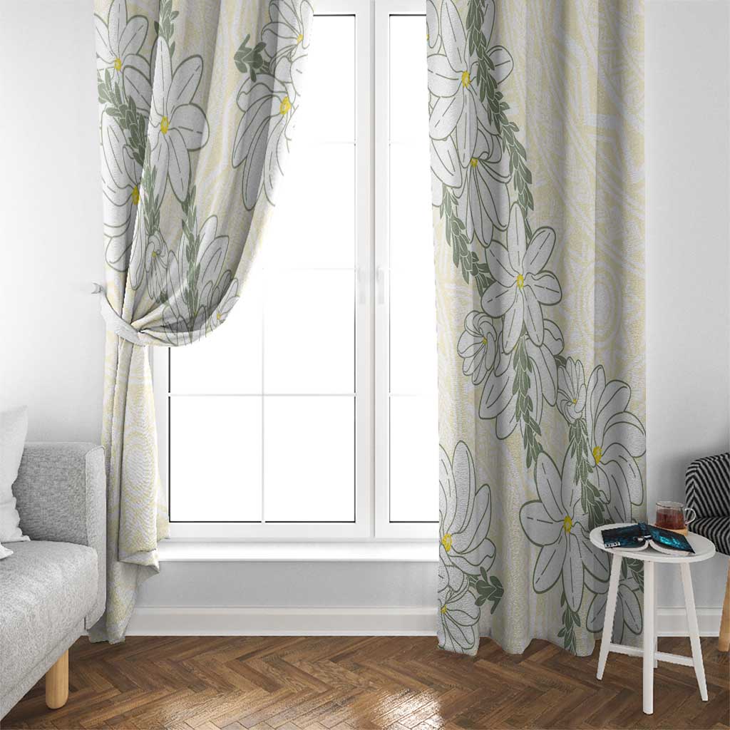 Ia Orana Tahiti Tiare Window Curtain Lemon Yellow Lei - Polynesian Pride