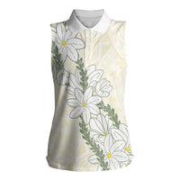 Ia Orana Tahiti Tiare Women Sleeveless Polo Shirt Lemon Yellow Lei LT7 Female Lemon - Polynesian Pride