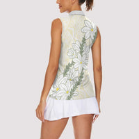 Ia Orana Tahiti Tiare Women Sleeveless Polo Shirt Lemon Yellow Lei LT7 - Polynesian Pride