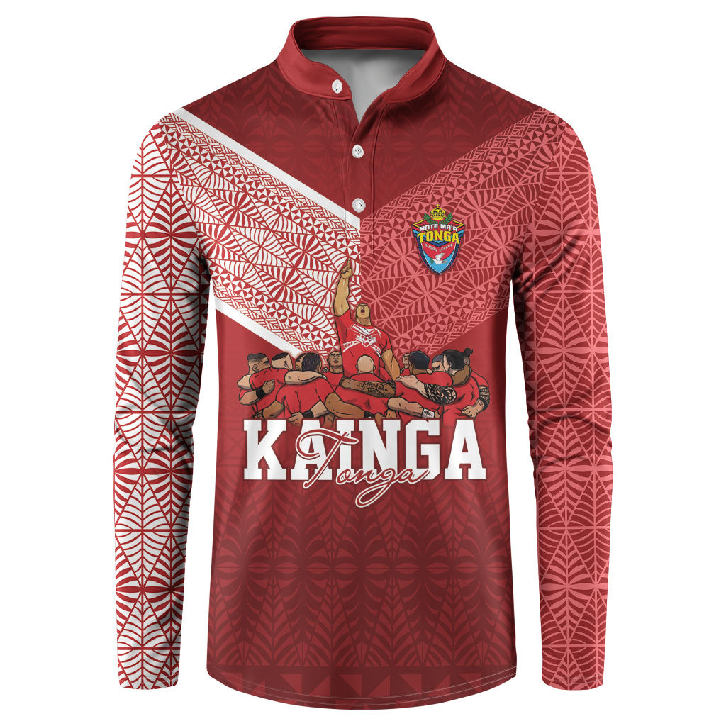 Mate Ma'a Tonga Custom Ngatu Button Sweatshirt Kainga - Sipi Tau LT7 Red - Polynesian Pride