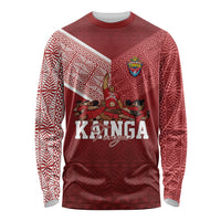 Mate Ma'a Tonga Custom Ngatu Long Sleeve Shirt Kainga - Sipi Tau LT7 Unisex Red - Polynesian Pride