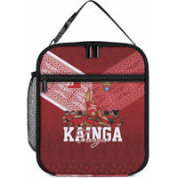 Mate Ma'a Tonga Ngatu Lunch Bag Kainga - Sipi Tau LT7 10.2 × 8.3 × 4.3 inch Red - Polynesian Pride