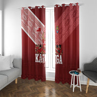 Mate Ma'a Tonga Ngatu Window Curtain Kainga - Sipi Tau LT7 With Grommets Red - Polynesian Pride