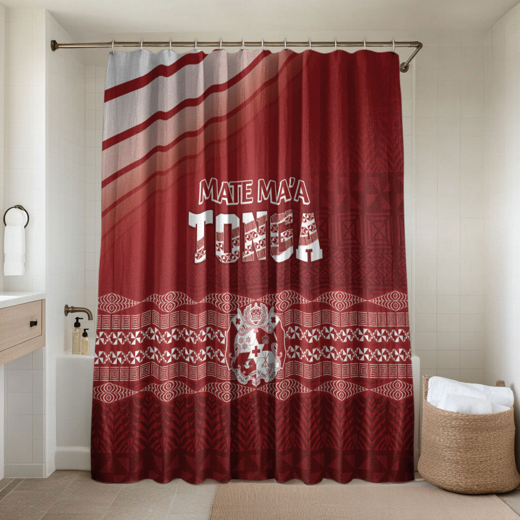 Mate Ma'a Tonga Bathroom Set Basic Ngatu Kupesi Motif LT7 Shower Curtain Only Red - Polynesian Pride