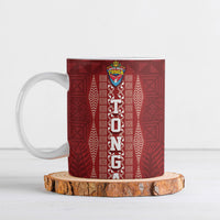 Mate Ma'a Tonga Custom Ceramic Mug Basic Ngatu Kupesi Motif LT7 Red - Polynesian Pride