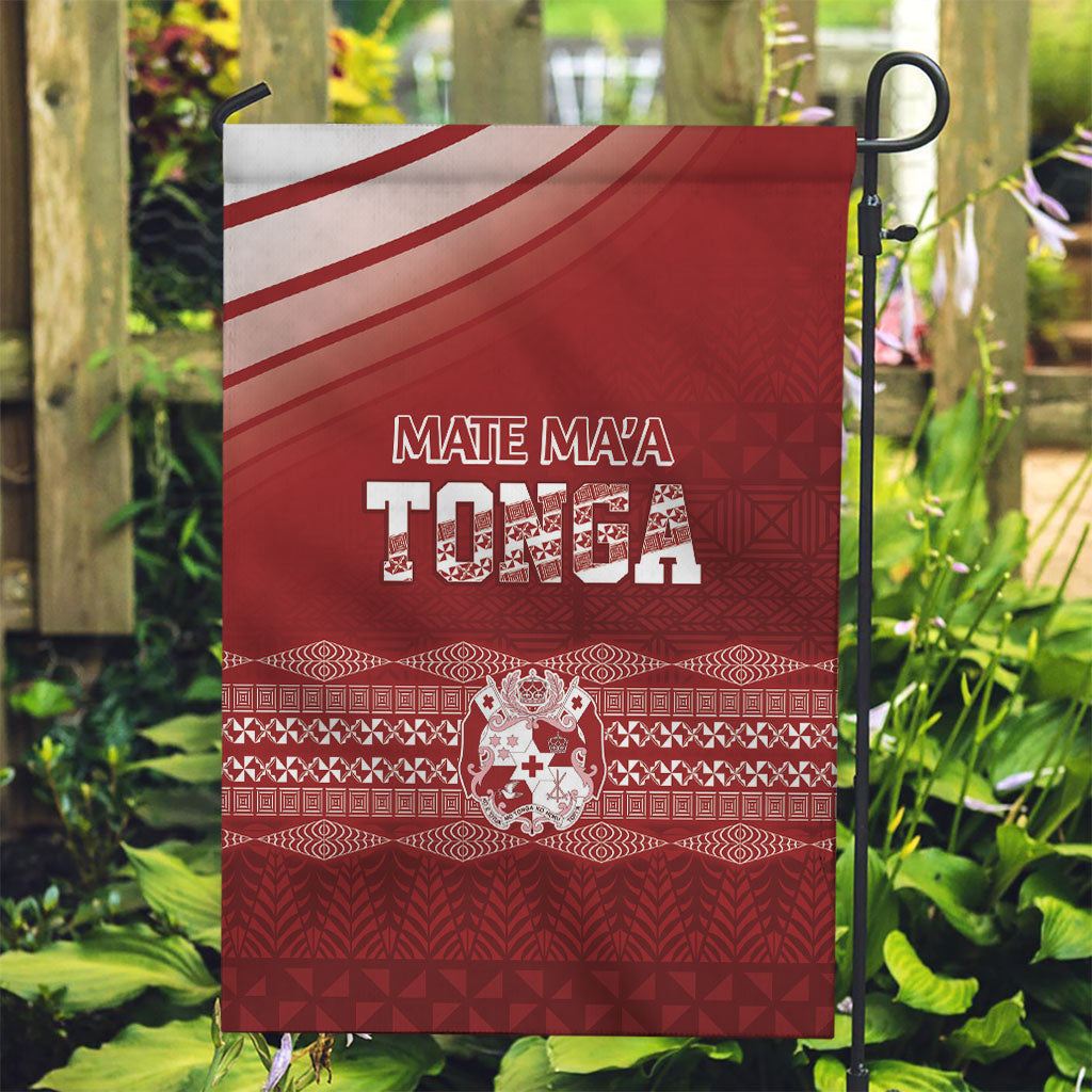 Mate Ma'a Tonga Garden Flag Basic Ngatu Kupesi Motif LT7 Garden Flag Red - Polynesian Pride