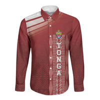 Mate Ma'a Tonga Custom Long Sleeve Button Shirt Basic Ngatu Kupesi Motif LT7 Unisex Red - Polynesian Pride