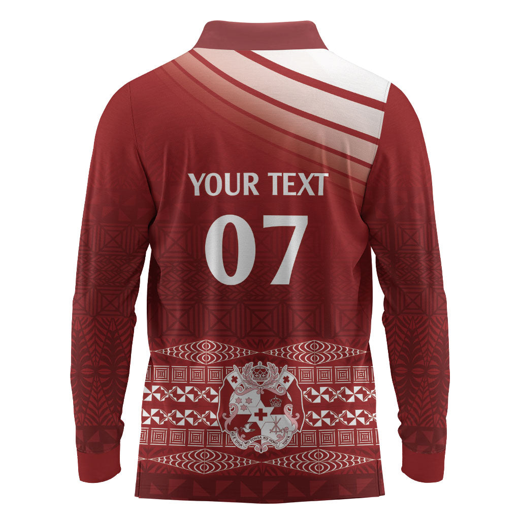 Mate Ma'a Tonga Custom Long Sleeve Polo Shirt Basic Ngatu Kupesi Motif LT7 - Polynesian Pride