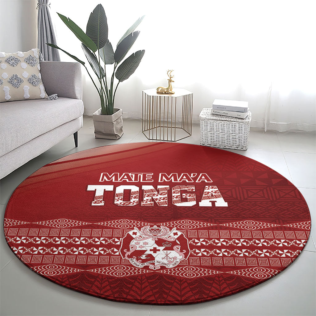 Mate Ma'a Tonga Round Carpet Basic Ngatu Kupesi Motif LT7 - Polynesian Pride