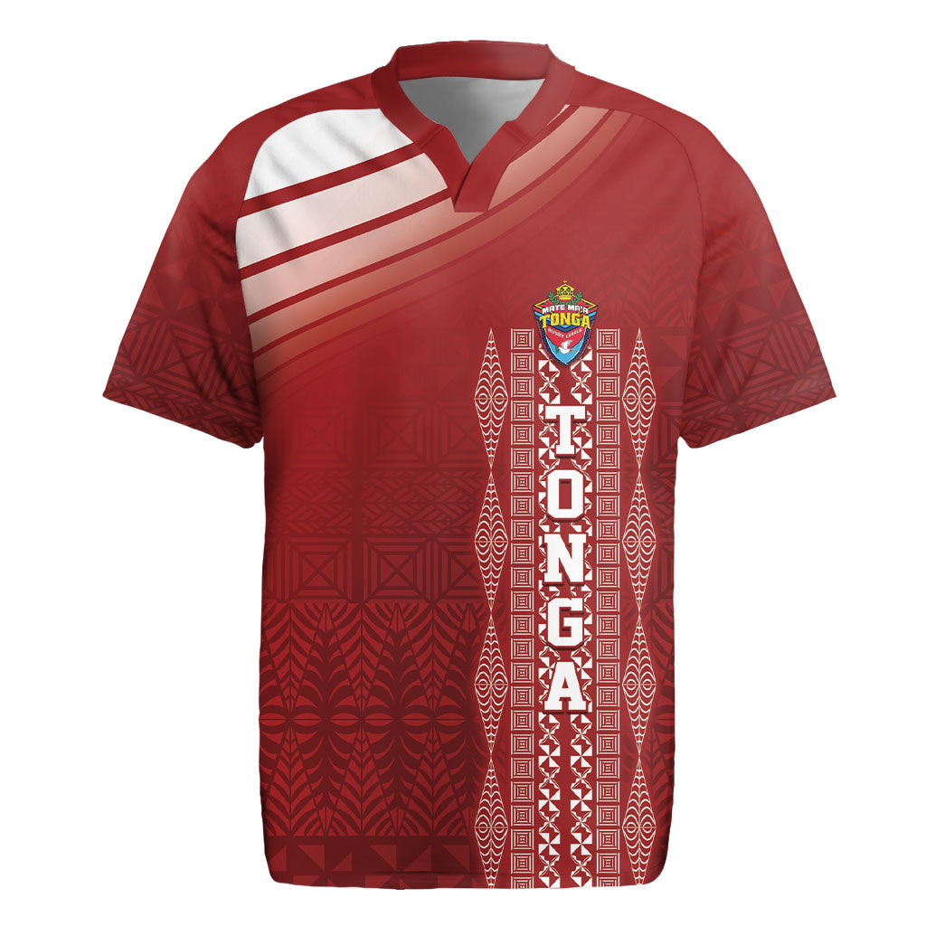 Mate Ma'a Tonga Custom Rugby Jersey Basic Ngatu Kupesi Motif LT7 Red - Polynesian Pride