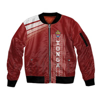Mate Ma'a Tonga Custom Sleeve Zip Bomber Jacket Basic Ngatu Kupesi Motif LT7 Unisex Red - Polynesian Pride
