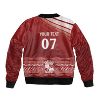Mate Ma'a Tonga Custom Sleeve Zip Bomber Jacket Basic Ngatu Kupesi Motif LT7 - Polynesian Pride