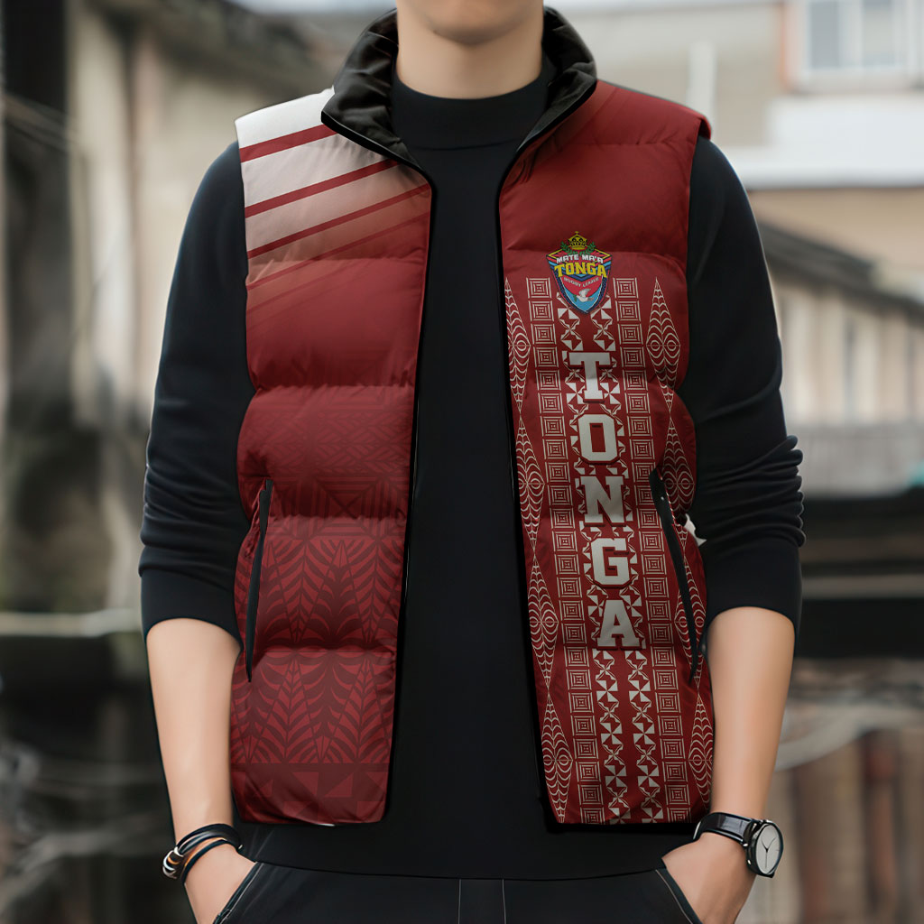 Mate Ma'a Tonga Custom Sleeveless Puffer Jacket Basic Ngatu Kupesi Motif LT7 - Polynesian Pride