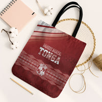 Mate Ma'a Tonga Tote Bag Basic Ngatu Kupesi Motif LT7 Black Strap One Size Red - Polynesian Pride