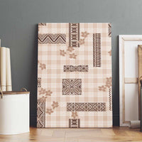 Hawaiian Quilt Tapa On Beige Palaka Motifs Canvas Wall Art