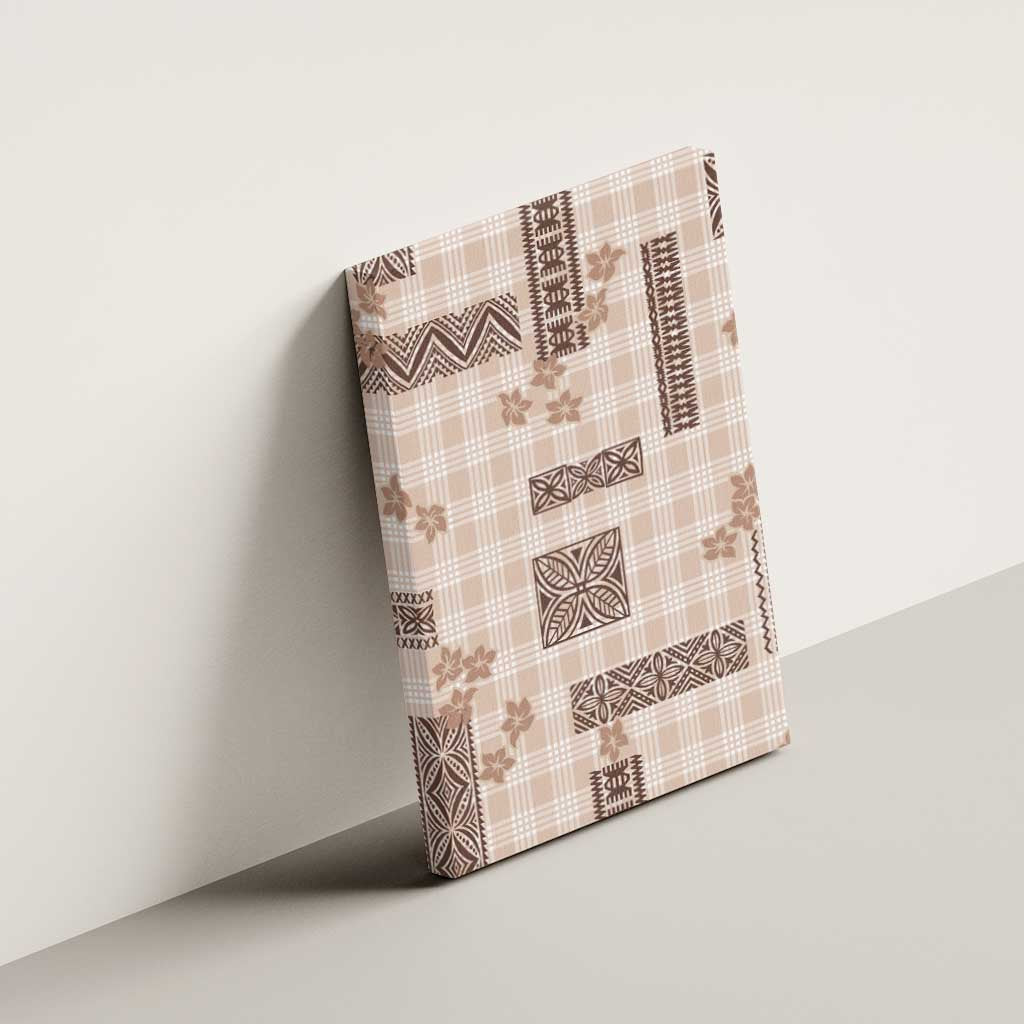 Hawaiian Quilt Tapa On Beige Palaka Motifs Canvas Wall Art