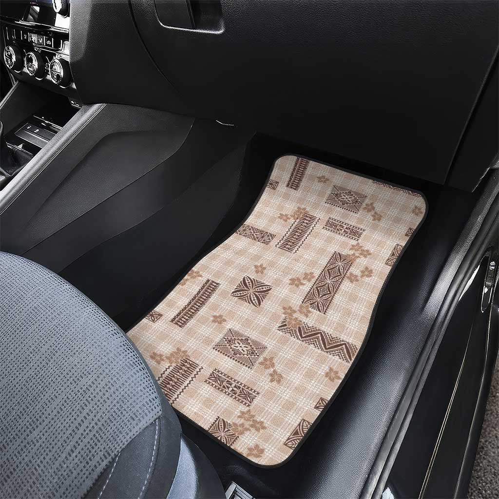 Hawaiian Quilt Tapa On Beige Palaka Motifs Car Mats