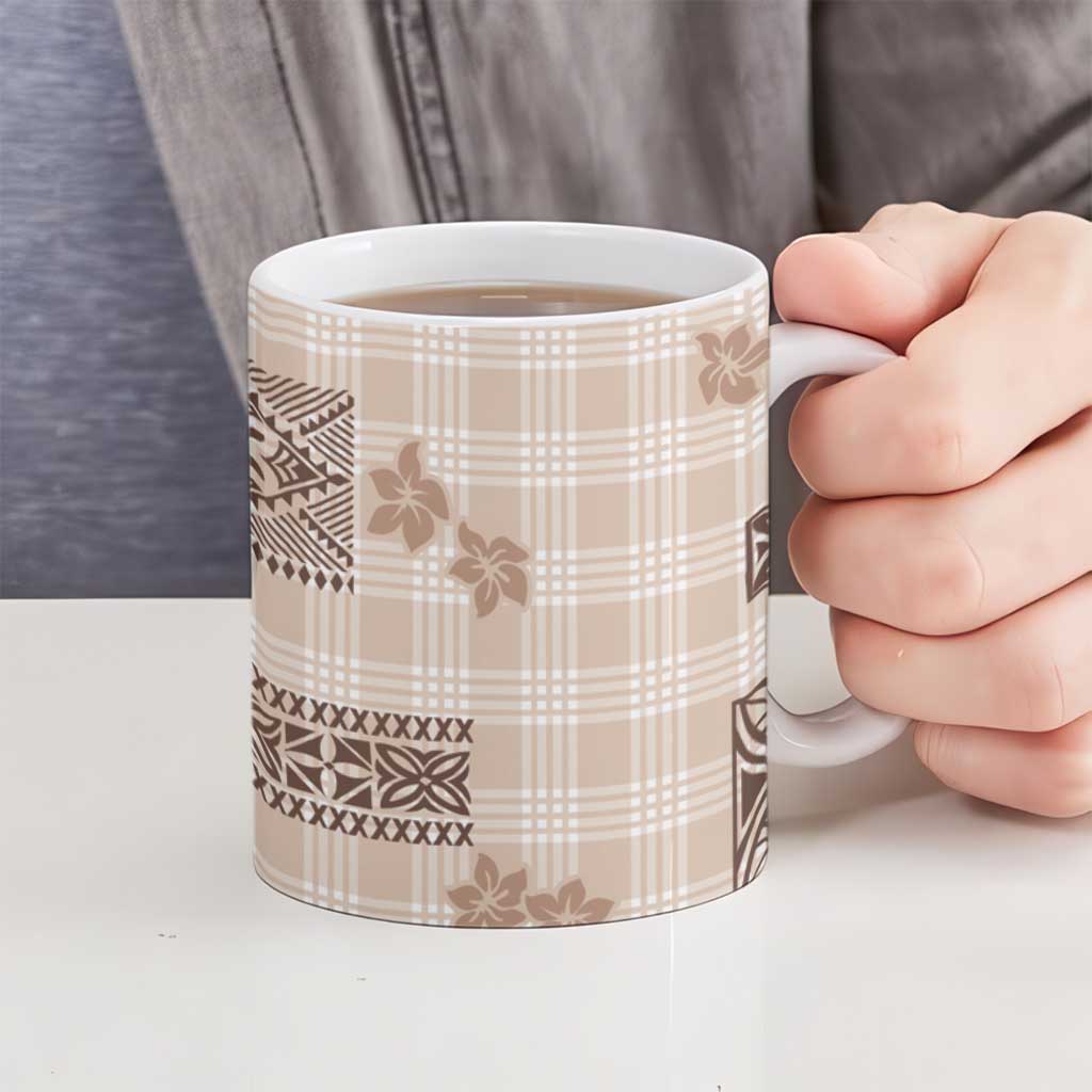 Hawaiian Quilt Tapa On Beige Palaka Motifs Ceramic Mug