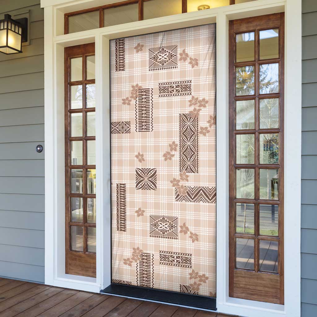 Hawaiian Quilt Tapa On Beige Palaka Motifs Door Cover